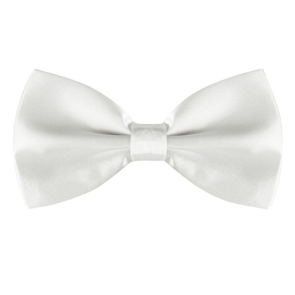 Pre-tied Solid Adjustable Bowtie Classic Tuxedo Wedding Bow Ties White
